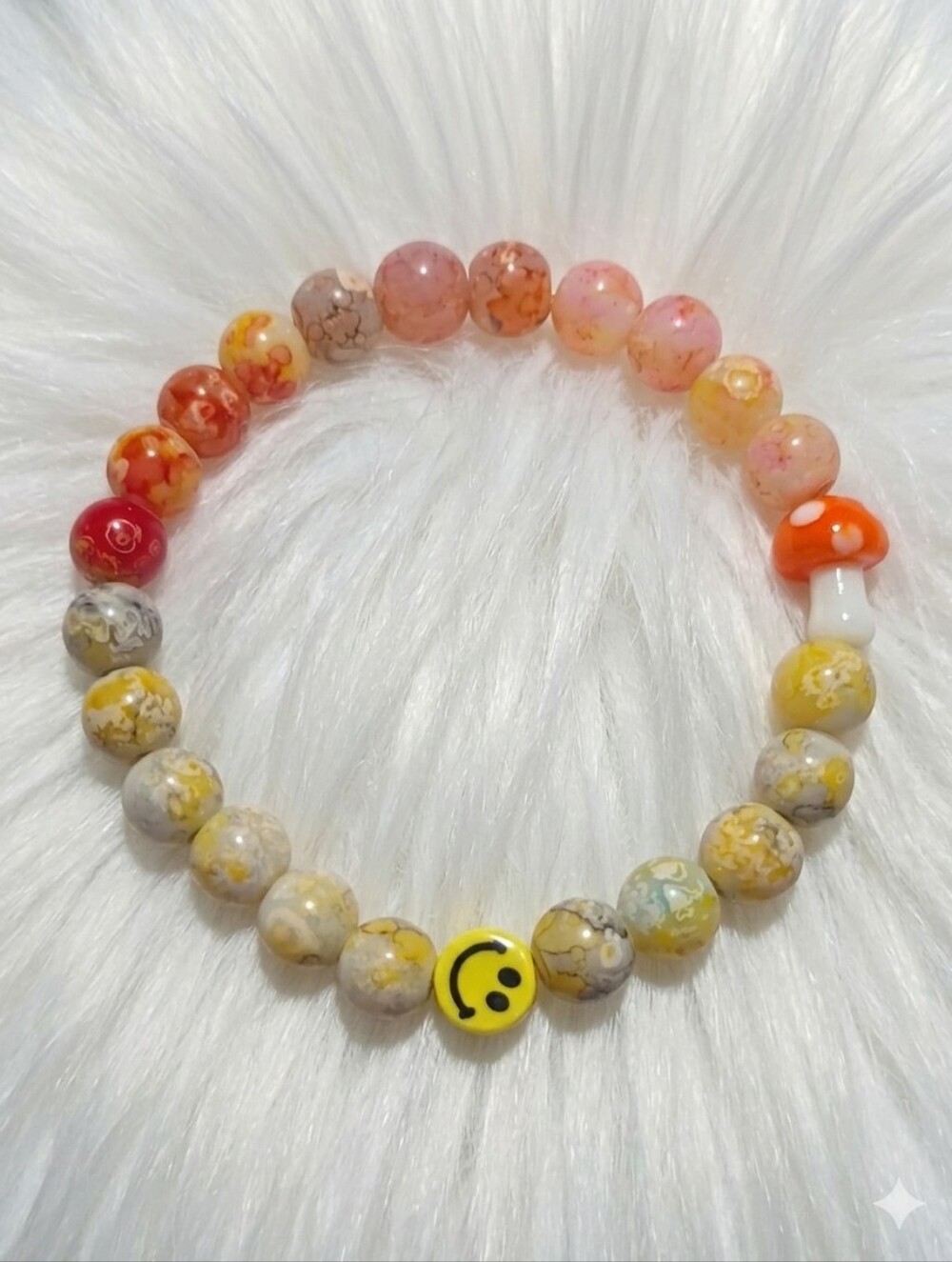 Yellow & Orange Beaded Smile Bracelet - Unbranded